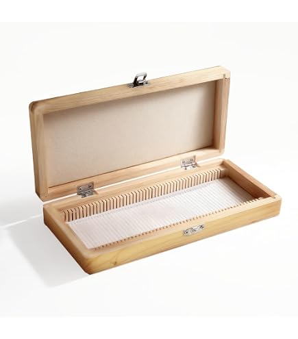 Eisco Labs BI0001C - Wooden Microscope Slide Box, Holds 100